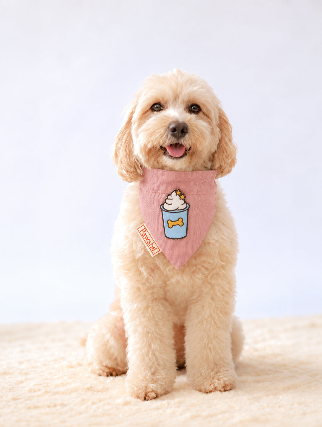 Corduroy Bandana in Baby Pink with velcro patch – Puppuccino patch