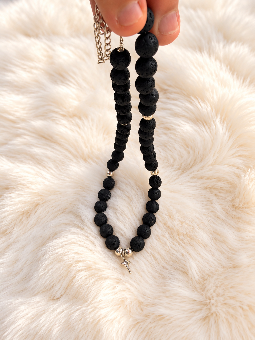 Black Lava Necklace – in hand