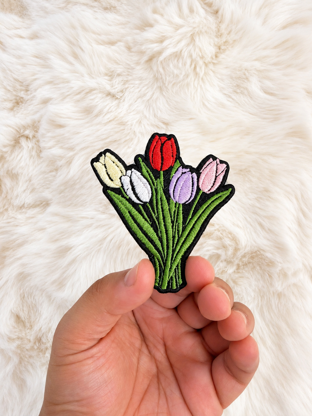 Flowers velcro patch, in hand