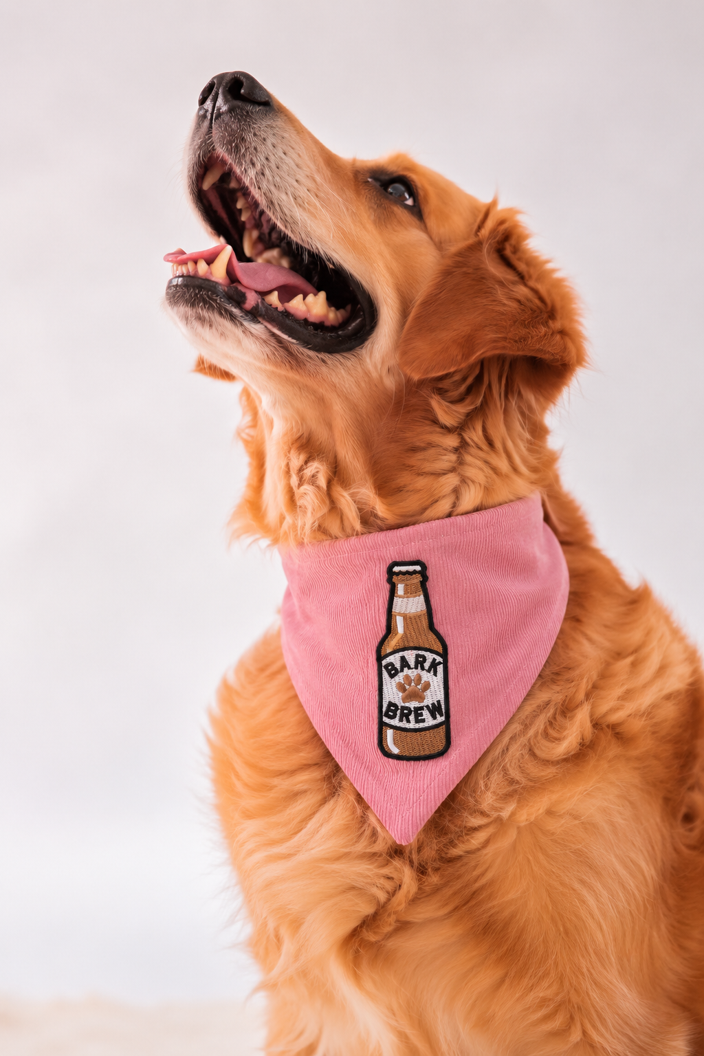 Corduroy Bandana in Baby Pink with velcro patch – Beer patch